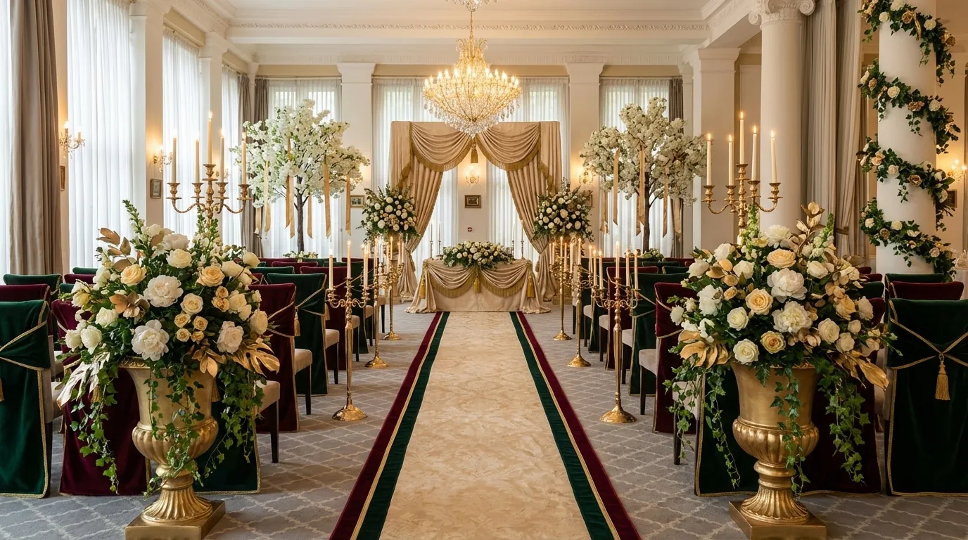 Regency-style ceremony with heritage florals