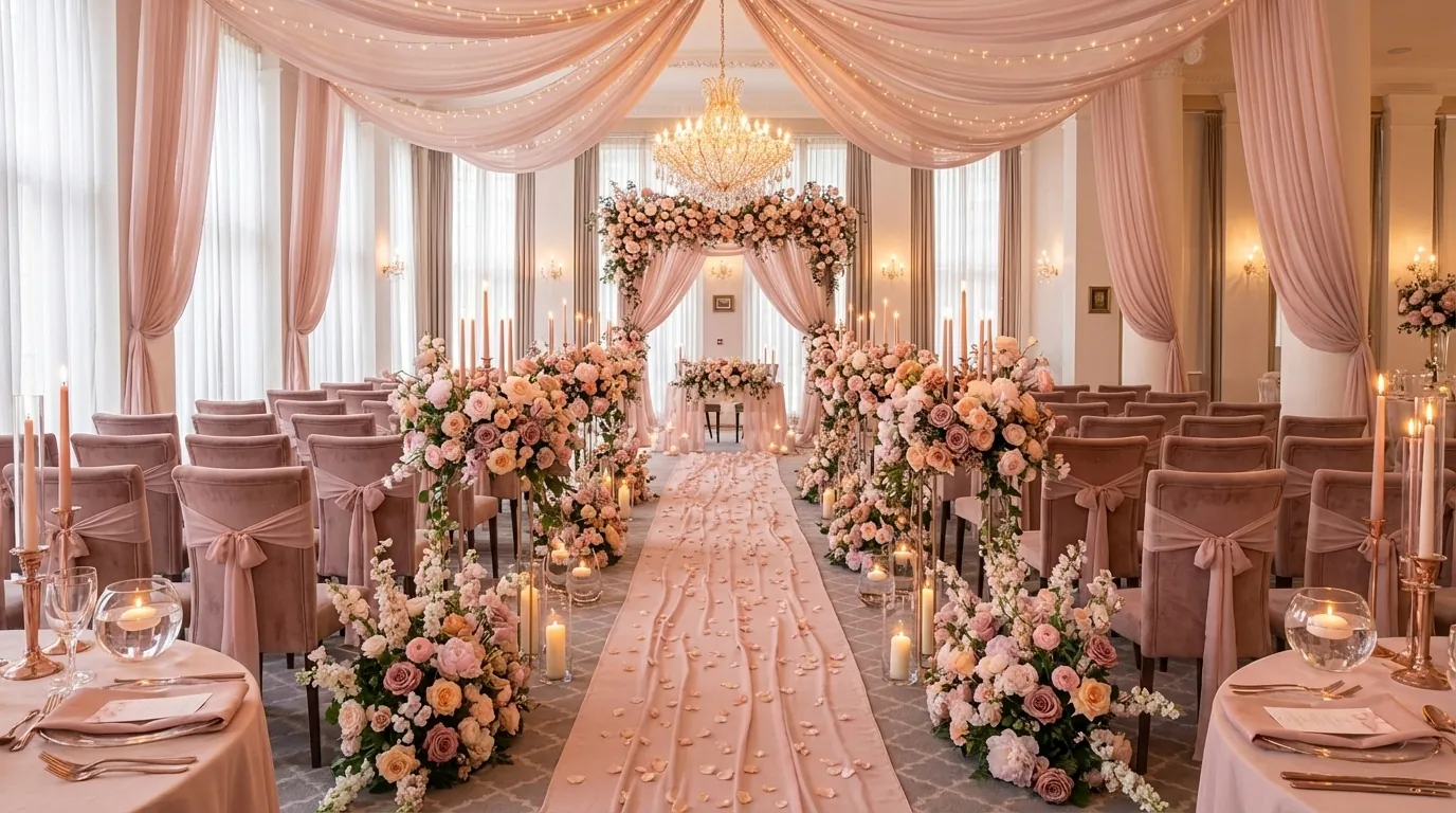 Romantic ceremony with soft blush florals